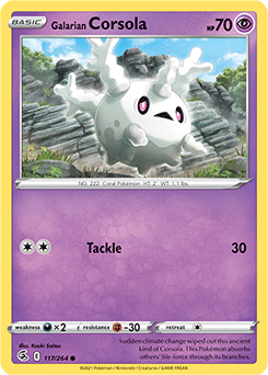 Common Pokémon card Galarian Corsola 117/264 from Fusion Strike expansion