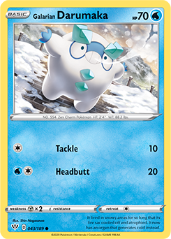 Common Pokémon card Galarian Darumaka 43/189 from Darkness Ablaze expansion
