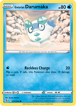 Common Pokémon card Galarian Darumaka 71/264 from Fusion Strike expansion
