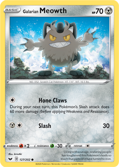 Galarian Meowth 127/202 Pokémon card from Sword & Shield for sale at best price