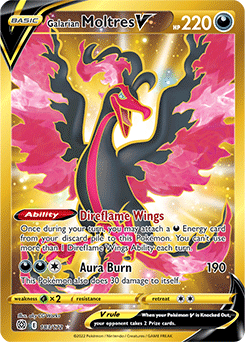 Gold Pokémon Pokémon card Galarian Moltres V 183/172 from Brilliant Stars expansion