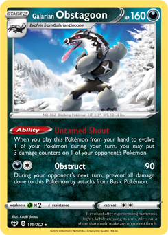 Galarian Obstagoon 119/202 Pokémon card from Sword & Shield for sale at best price
