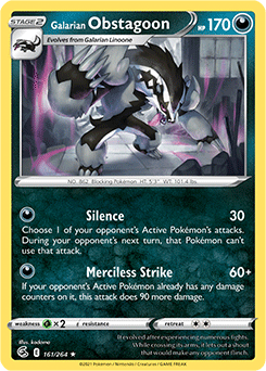 Galarian Obstagoon 161/264 Pokémon card from Fusion Strike for sale at best price