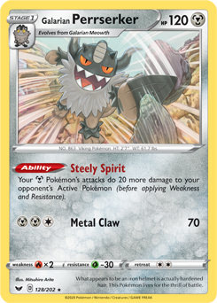 Galarian Perrserker 128/202 Pokémon card from Sword & Shield for sale at best price