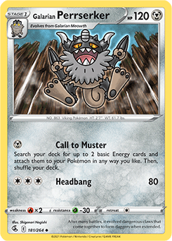 Uncommon Pokémon card Galarian Perrserker 181/264 from Fusion Strike expansion