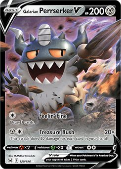 Galarian Perrserker V 129/196 Pokémon card from Lost Origin for sale at best price