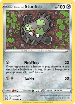 Uncommon Pokémon card Galarian Stunfisk 127/196 from Lost Origin expansion
