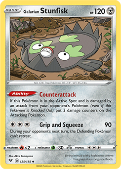 Uncommon Pokémon card Galarian Stunfisk 125/185 from Vivid Voltage expansion