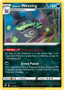 Galarian Weezing 113/192 Pokémon card from Rebel Clash for sale at best price