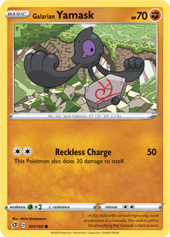 Common Pokémon card Galarian Yamask 101/192 from Rebel Clash expansion