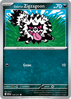 Carte Pokémon Communes Zigzaton de Galar 130/217 de la série Héros Transcendants