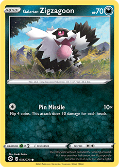 Common Pokémon card Galarian Zigzagoon 035/073 from Champion s Path expansion