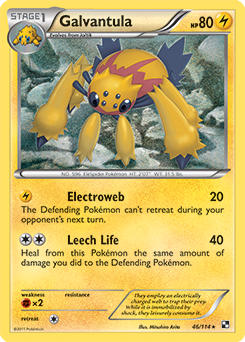 Rare Pokémon card Galvantula 46/114 from Black & White expansion