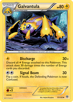 Uncommon Pokémon card Galvantula 51/135 from Plasma Storm expansion