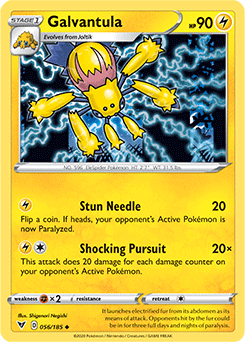 Uncommon Pokémon card Galvantula 056/185 from Vivid Voltage expansion