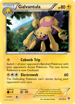 Rare Pokémon card Galvantula 27/119 from Phantom Forces expansion