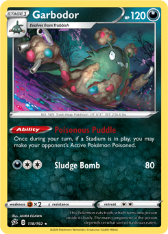 Garbodor 118/192 Pokémon card from Rebel Clash for sale at best price