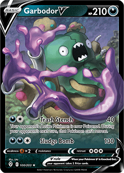 Garbodor V 100/203 Pokémon card from Evolving Skies for sale at best price