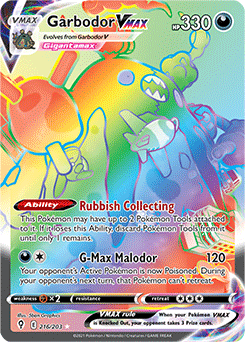 Garbodor VMAX 216/203 Pokémon card from Evolving Skies for sale at best price