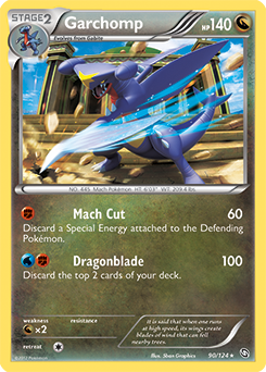 Rare holo Pokémon card Garchomp 90/124 from Dragons Exalted expansion