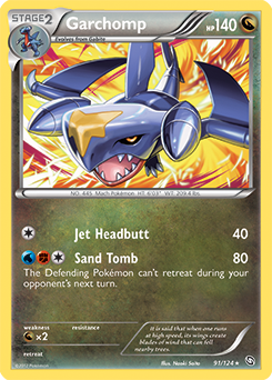 Rare Pokémon card Garchomp 91/124 from Dragons Exalted expansion