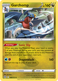 Rare Holo Pokémon card Garchomp 109/172 from Brilliant Stars expansion