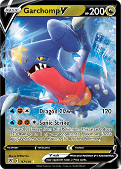 Ultra rare V Pokémon card Garchomp V 117/189 from Astral Radiance expansion