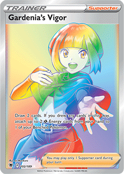 Rainbow Trainer Pokémon card Gardenia’s Vigor 202/189 from Astral Radiance expansion