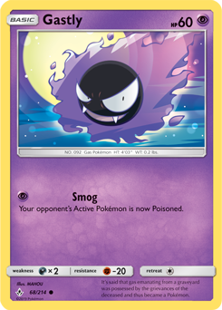 Common Pokémon card Gastly 68/214 from Unbroken Bonds expansion