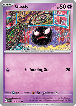 Common Pokémon card Gastly 92/165 from 151 expansion