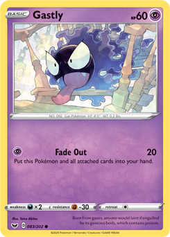 Common Pokémon card Gastly 83/202 from Sword & Shield expansion