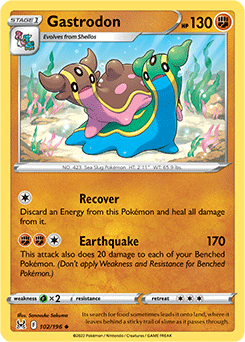 Uncommon Pokémon card Gastrodon 102/196 from Lost Origin expansion