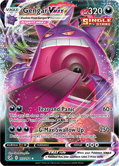 Ultra rare VMAX Pokémon card Gengar VMAX 157/264 from Fusion Strike expansion