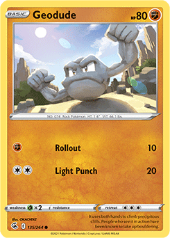 Common Pokémon card Geodude 135/264 from Fusion Strike expansion