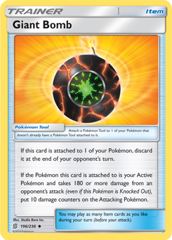 Uncommon Pokémon card Giant Bomb 196/236 from Unified Minds expansion