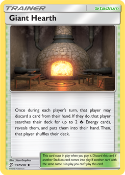 Uncommon Pokémon card Giant Hearth 197/236 from Unified Minds expansion