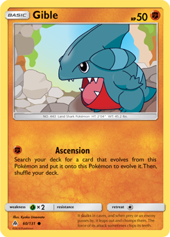 Common Pokémon card Gible 60/131 from Forbidden Light expansion