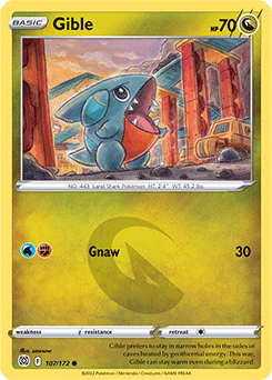 Common Pokémon card Gible 107/172 from Brilliant Stars expansion