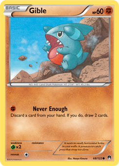 Common Pokémon card Gible 68/122 from Breakpoint expansion