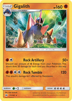 Gigalith 71/149 Pokémon card from Sun & Moon for sale at best price