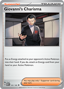 Uncommon Pokémon card Giovanni's Charisma 161/165 from 151 expansion