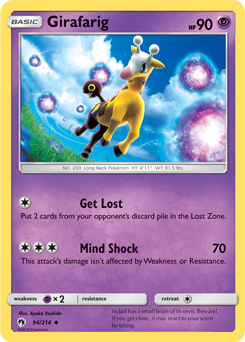 Uncommon Pokémon card Girafarig 94/214 from Lost Thunder expansion