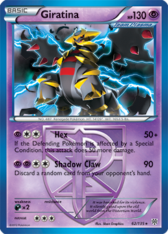 Rare Pokémon card Giratina 62/135 from Plasma Storm expansion
