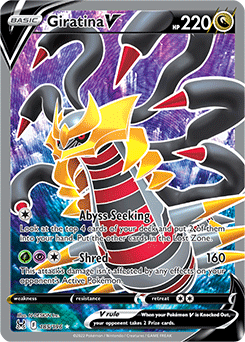Full Art V Pokémon card Giratina V 185/196 from Lost Origin expansion