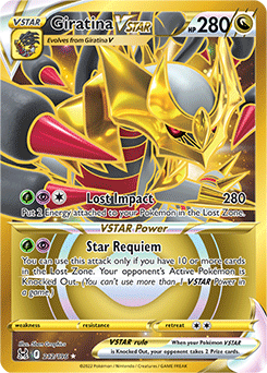 Gold Pokemon Pokémon card Giratina VSTAR 212/196 from Lost Origin expansion