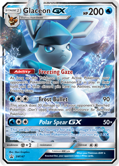 Promo Pokémon card Glaceon GX SM147 from Sun and Moon Promos expansion