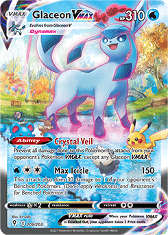 Rainbow VMAX Pokémon card Glaceon VMAX 209/203 from Evolving Skies expansion