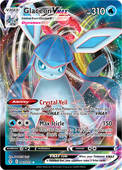 Ultra rare VMAX Pokémon card Glaceon VMAX 41/203 from Evolving Skies expansion