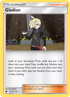 Uncommon Pokémon card Gladion 95/111 from Crimson Invasion expansion