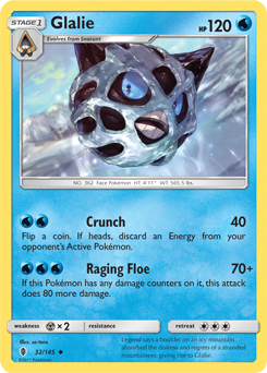 Uncommon Pokémon card Glalie 32/145 from Guardians Rising expansion
